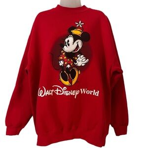 DISNEY WORLD Minnie Mouse Red Sweatshirt Y2K Size X-Large